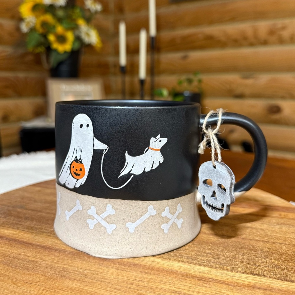 GHOST WALKING GHOST DOG Ceramic HALLOWEEN Mug
